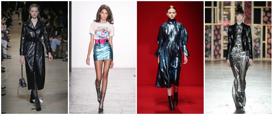 Modelki w metalicznych ubraniach z jesienno-zimowych kolekcji na 2016 rok.