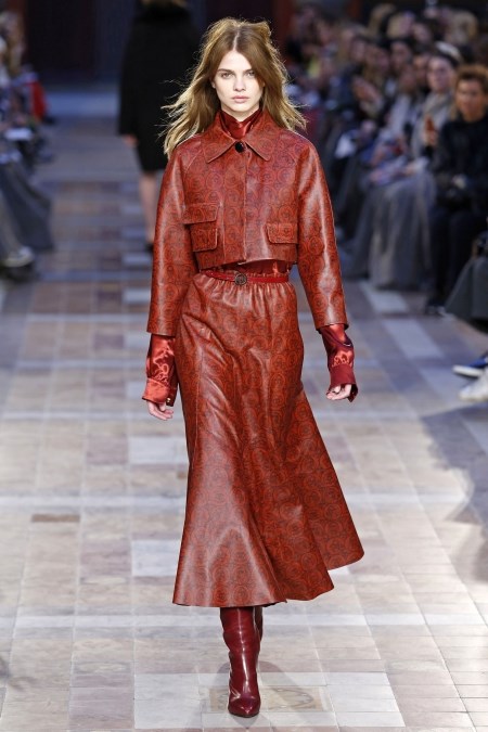 Skórzana kurtka i spódnica midi z jesienno-zimowej kolekcji Sonia Rykiel.