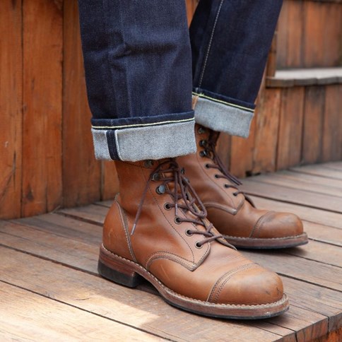 Brązowe męskie buty skórzane