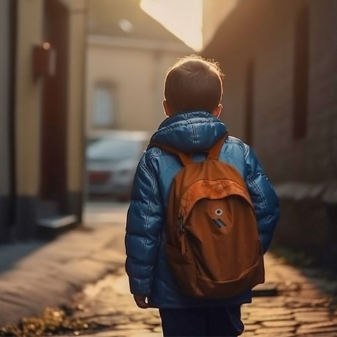 Chłopiec w niebieskiej kurtce 