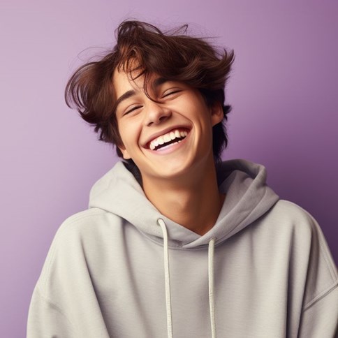 Chłopiec w szarej bluzie nike