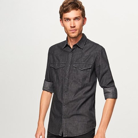 Czarna koszula jeansowa męska