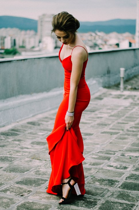 Moda Sukienki Sukienki na bal Pompous Girly Suknia balowa czerwony Elegancki 