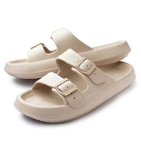 Klapki beżowe gumowe damskie