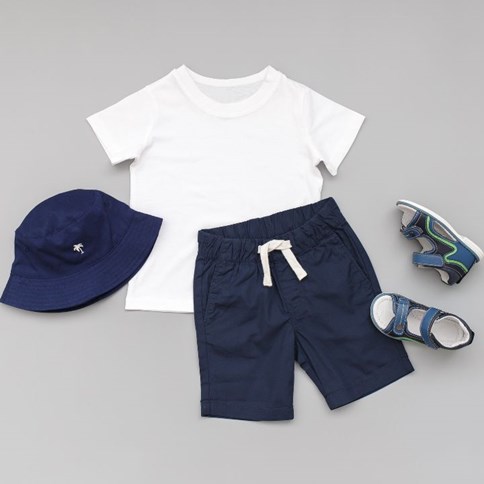 Komplet ubrań niebiesko biały dla chłopca 