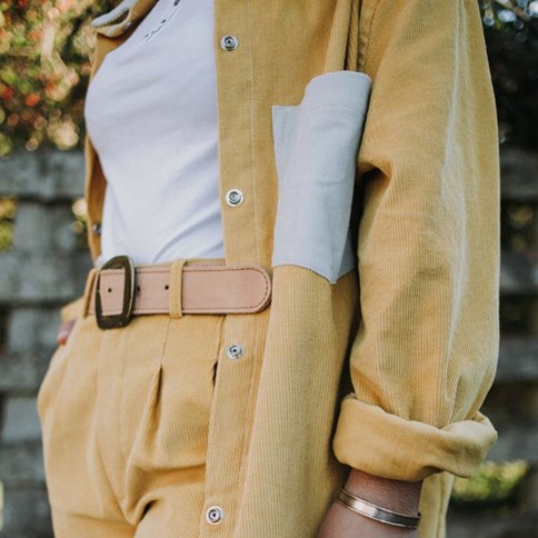 Kurtka sztruksowa damska żółta