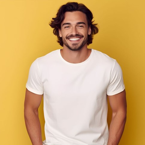 Mężczyzna w białym T-shircie