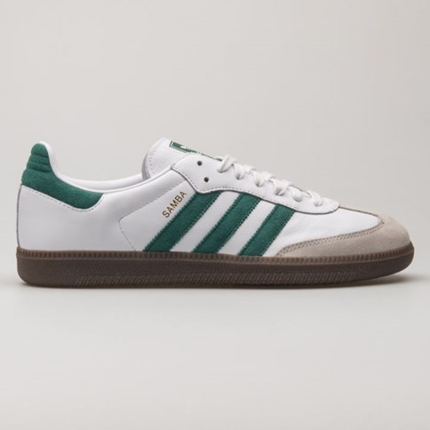 adidas Samba damskie białe z zielonymi paskami 