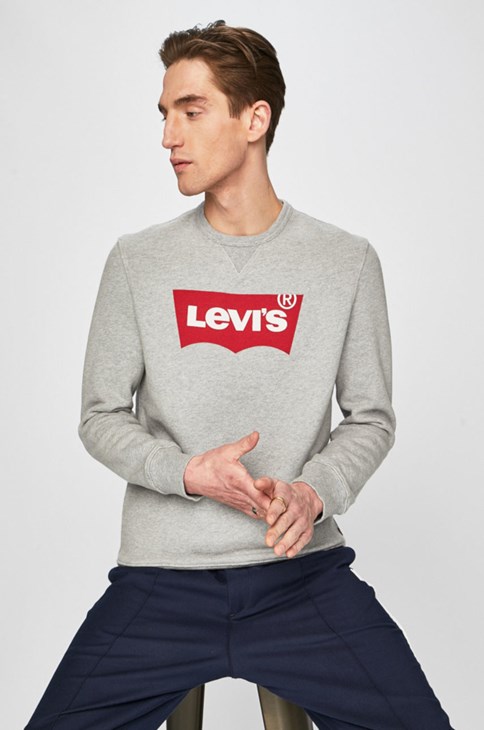 bluza levis męska szara z czerwonym logo