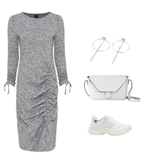 dżersejowa sukienka w stylizacji na sportowo