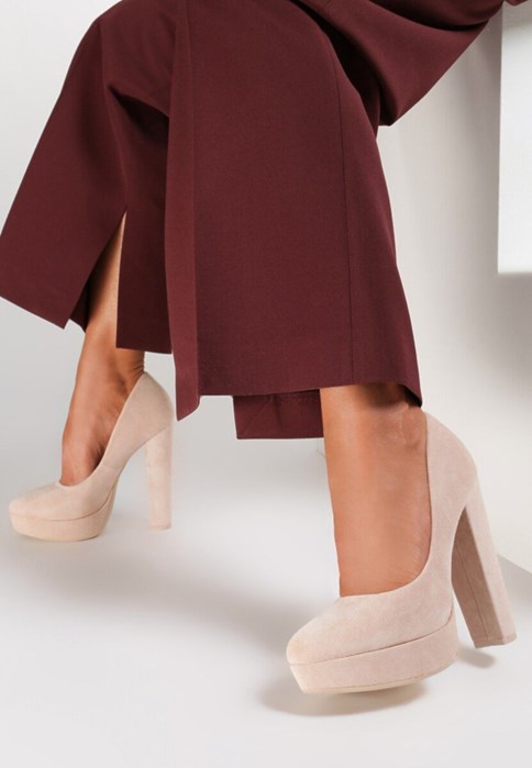 szpilki na platformie beżowe