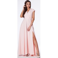 Sukienka elegancka różowa w serek na studniówkę wieczorowa  - zdjęcie produktu