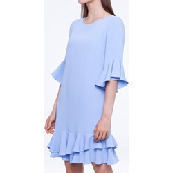 Sukienka L'AF niebieska prosta z okrągłym dekoltem  - zdjęcie produktu