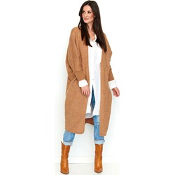 Sweter damski brązowy Numinou casual z dekoltem v  - zdjęcie produktu