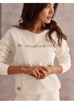 Bawełniany komplet z napisem - kremowy Beewear - kod rabatowy