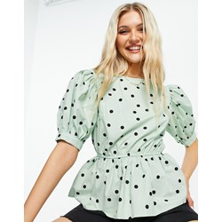 Bluzka damska Influence z krótkim rękawem w groszki bawełniana z okrągłym dekoltem  - zdjęcie produktu