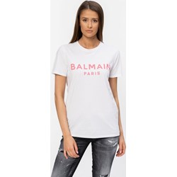 Bluzka damska BALMAIN na wiosnę biała z krótkim rękawem bawełniana  - zdjęcie produktu