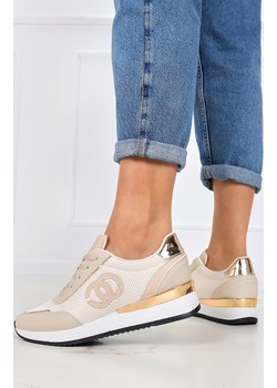 Beżowe sneakersy na koturnie buty sportowe sznurowane Casu LA160P Casu Casu.pl - kod rabatowy