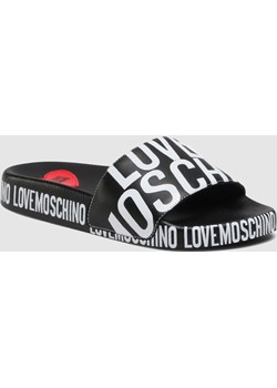 LOVE MOSCHINO - czarne klapki damskie z białym logo Love Moschino outfit.pl - kod rabatowy