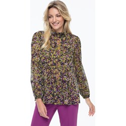Bluzka damska L'AF z okrągłym dekoltem w kwiaty tkaninowa  - zdjęcie produktu