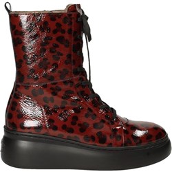 Workery damskie Wonders czerwone płaskie sznurowane jesienne  - zdjęcie produktu