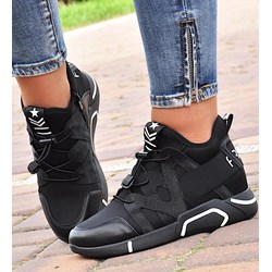 Buty sportowe damskie w stylu casual sznurowane na wiosnę ze skóry ekologicznej  - zdjęcie produktu