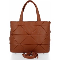 Shopper bag brązowa Herisson elegancka pikowana  - zdjęcie produktu