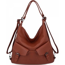 Shopper bag brązowa Herisson na ramię bez dodatków matowa elegancka  - zdjęcie produktu