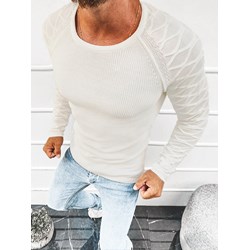 Sweter męski biały Ozonee z bawełny  - zdjęcie produktu