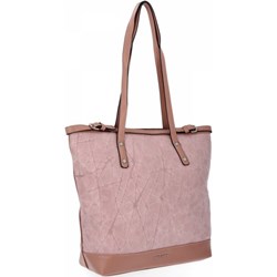 Shopper bag David Jones różowa ze skóry ekologicznej matowa na ramię  - zdjęcie produktu