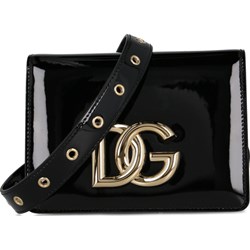 Listonoszka Dolce Gabbana na ramię czarna z aplikacjami elegancka skórzana matowa  - zdjęcie produktu