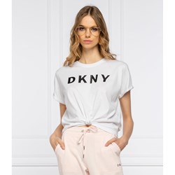Bluzka damska biała DKNY z napisem z krótkim rękawem  - zdjęcie produktu