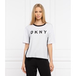 Bluzka damska biała DKNY z krótkim rękawem z okrągłym dekoltem  - zdjęcie produktu