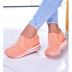 Pantofelek24 buty sportowe damskie sneakersy bez zapięcia pomarańczowe na koturnie  - zdjęcie produktu