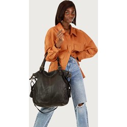 Shopper bag Marco Mazzini Handmade skórzana czarna duża matowa w stylu glamour  - zdjęcie produktu