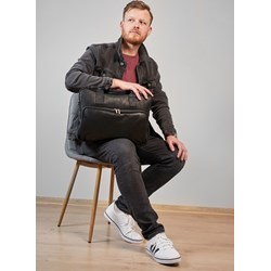 Torba na laptopa szara BRØDRENE męska skórzana  - zdjęcie produktu