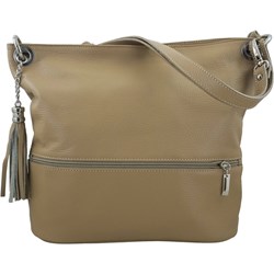 Shopper bag Barberini`s skórzana beżowa mieszcząca a6 elegancka bez dodatków  - zdjęcie produktu