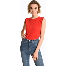 Gate bluzka damska czerwona casualowa z okrągłym dekoltem bez rękawów  - zdjęcie produktu