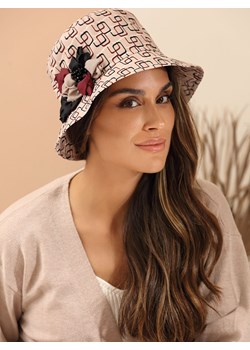 Beżowy wzorzysty kapelusz z ozdobą L'AF Holisis Eye For Fashion - kod rabatowy
