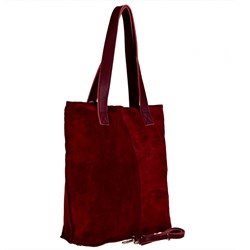 Genuine Leather shopper bag czerwona bez dodatków na ramię  - zdjęcie produktu