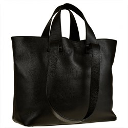 Shopper bag Vera Pelle bez dodatków mieszcząca a8 skórzana  - zdjęcie produktu