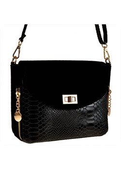 Modna listonoszka wzór wężowej skóry z zamszem skóra naturalna Borse In Pelle  wyprzedaż melon.pl  - kod rabatowy