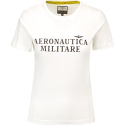 Bluzka damska Aeronautica Militare z okrągłym dekoltem biała z krótkim rękawem z napisami w wojskowym stylu  - zdjęcie produktu