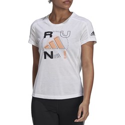 Bluzka damska Adidas biała z okrągłym dekoltem z krótkim rękawem z napisami  - zdjęcie produktu