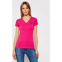 Bluzka damska Guess z krótkim rękawem na lato różowa casualowa  - zdjęcie produktu
