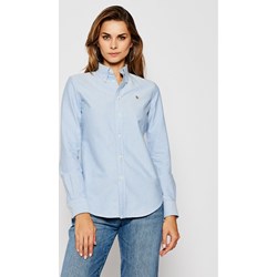 Koszula damska Polo Ralph Lauren niebieska bez wzorów z długim rękawem  - zdjęcie produktu