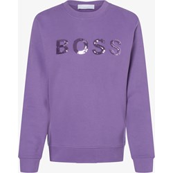 Bluza damska BOSS HUGO casual fioletowa z napisami krótka  - zdjęcie produktu