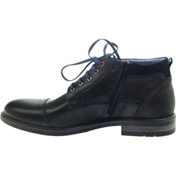 Buty zimowe męskie Nikopol czarne sznurowane skórzane  - zdjęcie produktu