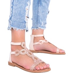 Sandały damskie z klamrą ze skóry ekologicznej  - zdjęcie produktu