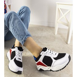 Buty sportowe damskie na płaskiej podeszwie z tkaniny sznurowane  - zdjęcie produktu